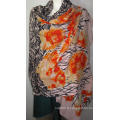 100% Bonnet en laine Heringbone Print Na Orange